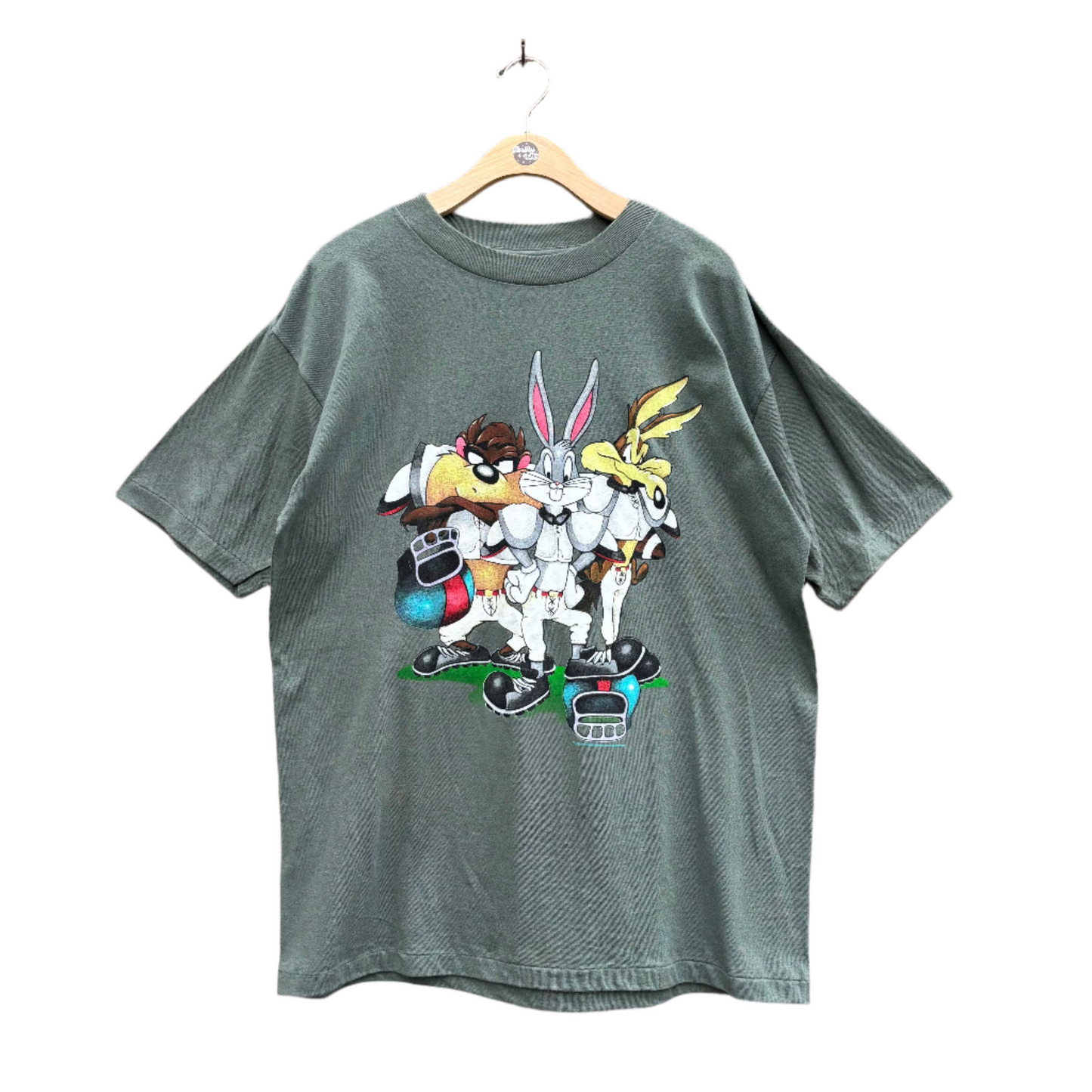 Vintage 90s Looney Tunes Football Green Graphic Tee